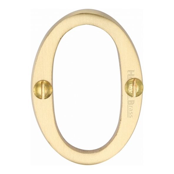 C1567 0-SB • 51mm • Satin Brass • Heritage Brass Face Fixing Numeral 0